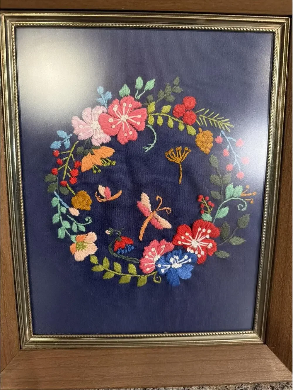 Wall Art Embroidery Flowers Floral Garden Home Decor Nursery County Office